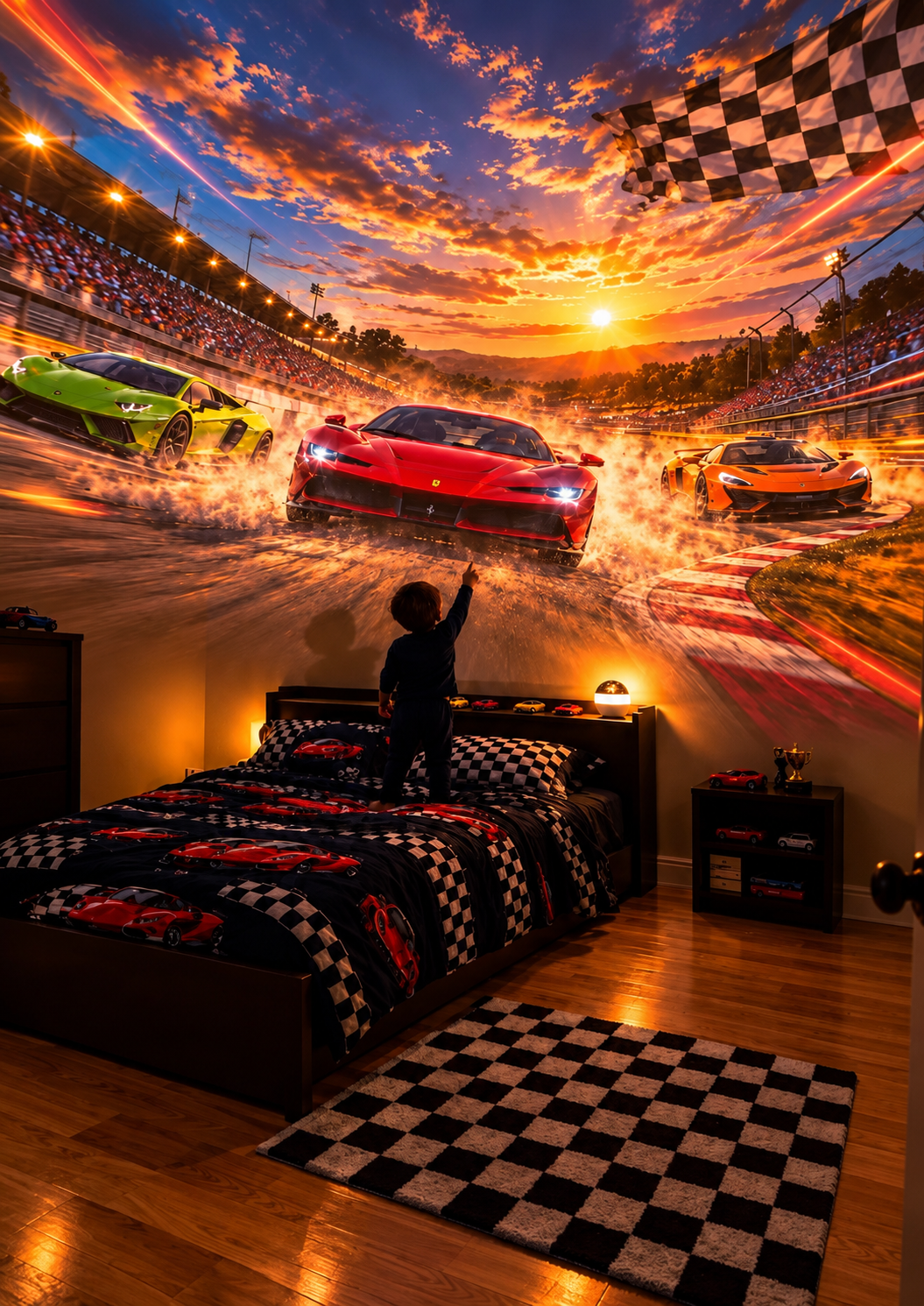 After: the same wall turned into a racetrack