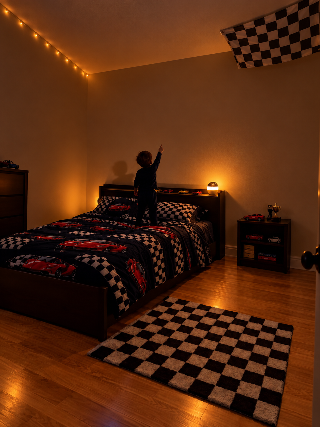Before: a plain bedroom wall